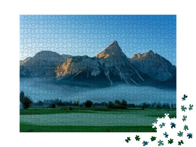 Puzzle 1000 Teile „Golfplatz auf dem Wettersteingebirge“