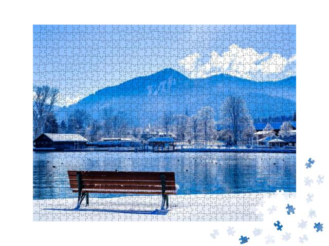 Puzzle 1000 Teile „Wunderschöne Winterlandschaft am Tegernsee, Bayern“