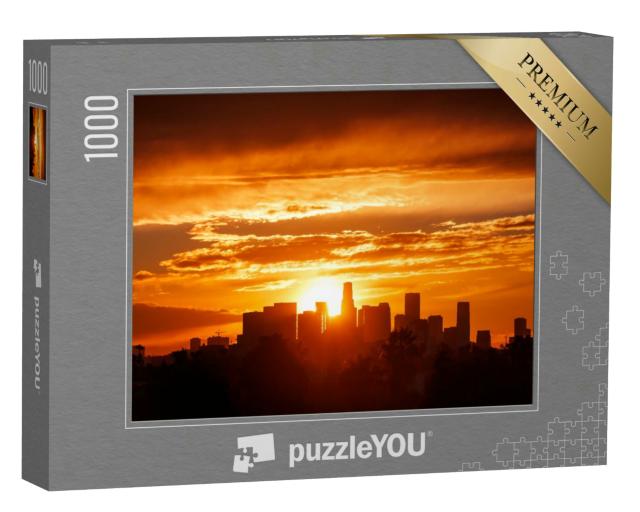 Puzzle 1000 Teile „Feurig roter Sonnenaufgang über Los Angeles“