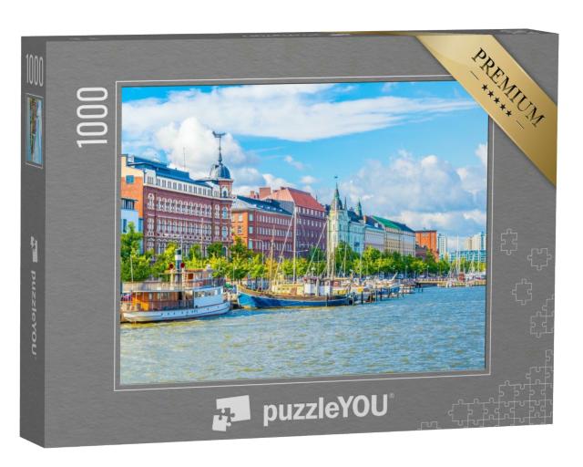 Puzzle 1000 Teile „Blick auf den Yachthafen im Stadtteil Kruununhaka, Helsinki, Finnland“