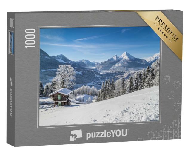 Puzzle 1000 Teile „Berchtesgaden und Watzmann-Massiv im Winter, Deutschland“