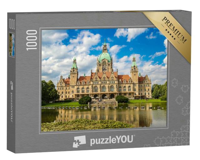 Puzzle 1000 Teile „Neues Rathaus in Hannover an einem schönen Sommertag, Deutschland“