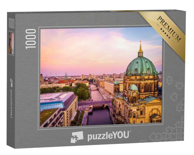 Puzzle 1000 Teile „Stadtpanorama: Berliner Kuppel nach Sonnenuntergang, Deutschland“