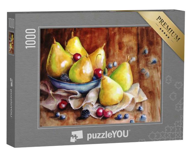 Puzzle 1000 Teile „Stillleben mit gelben Birnen, Brombeeren“