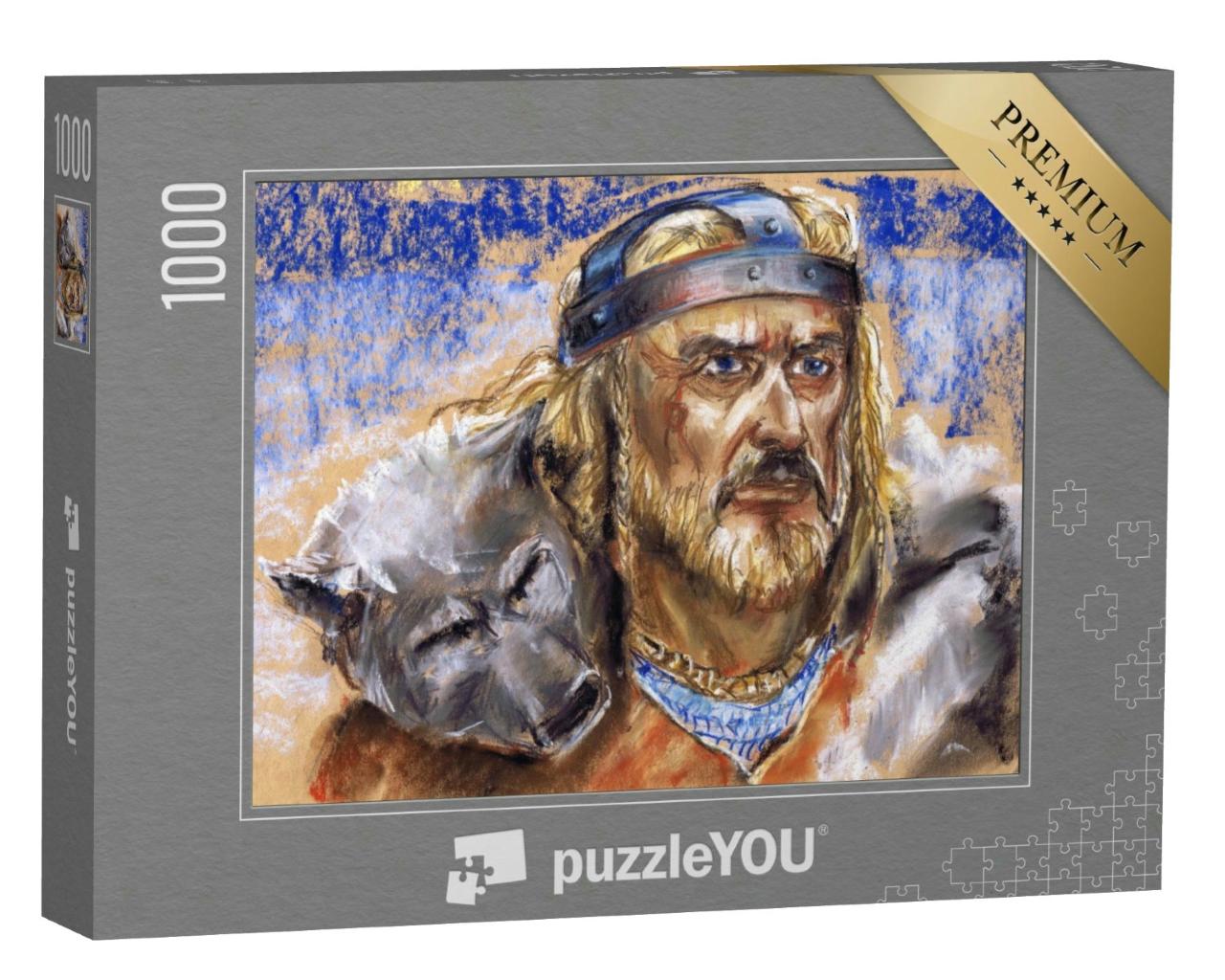 Puzzle 1000 Teile „Illustration: Kriegerhalbgott der Wikinger“