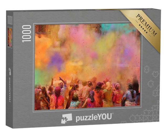 Puzzle 1000 Teile „Buntes Holi-Fest: Farbenpracht in Nepal oder Indien“