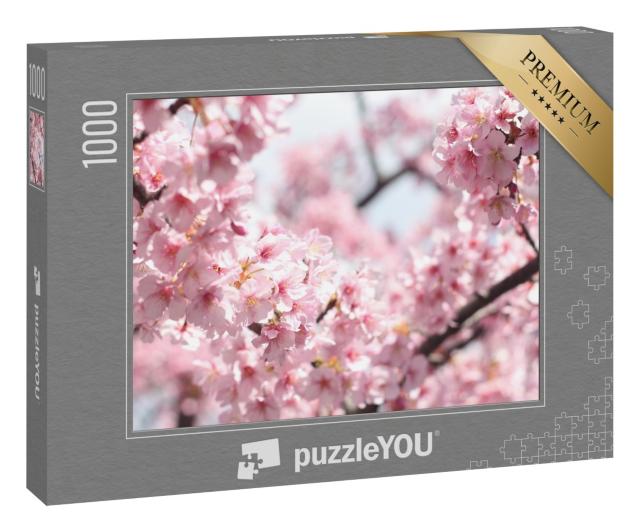 Puzzle 1000 Teile „Wunderschöne rosa Kirschblüten, Tokio, Japan“