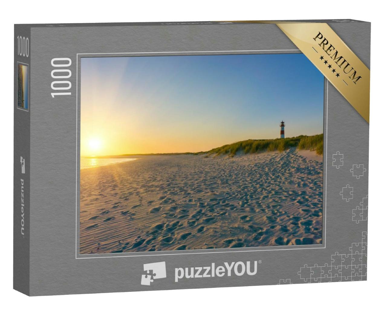Puzzle 1000 Teile „Deutschlands Nordseeküste: Strand mit Leuchtturm“