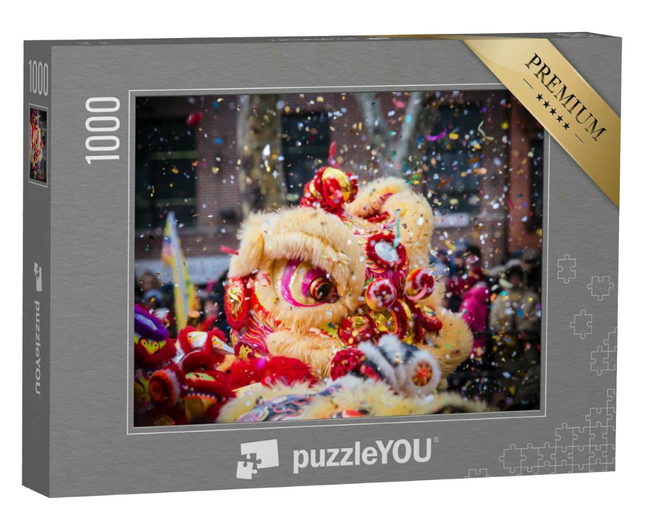 Puzzle 1000 Teile „Löwentanz und Konfetti beim chinesischen Neujahrsfest“