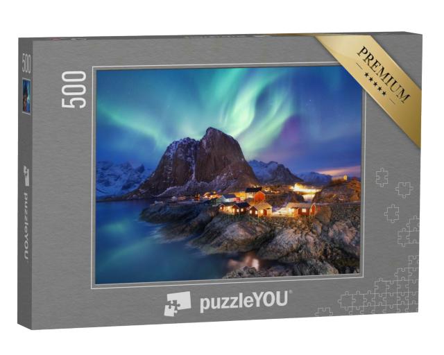 Puzzle 500 Teile „Aurora borealis auf den Lofoten, Norwegen“