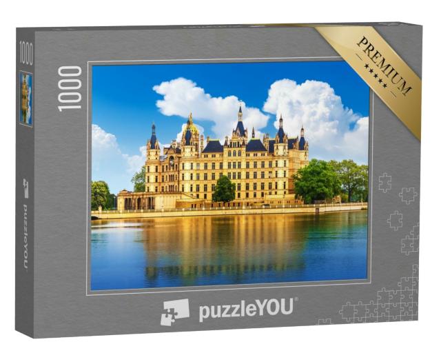 Puzzle 1000 Teile „Aussicht auf das alte Schloss in Schwerin, Mecklenburg-Vorpommern“