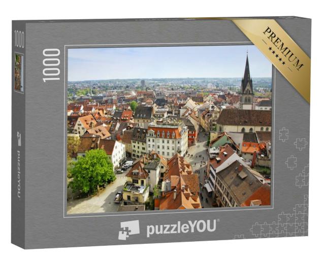 Puzzle 1000 Teile „Verbundene Städte: Konstanz in Deutschland und der Kreuzlingen in der Schweiz“