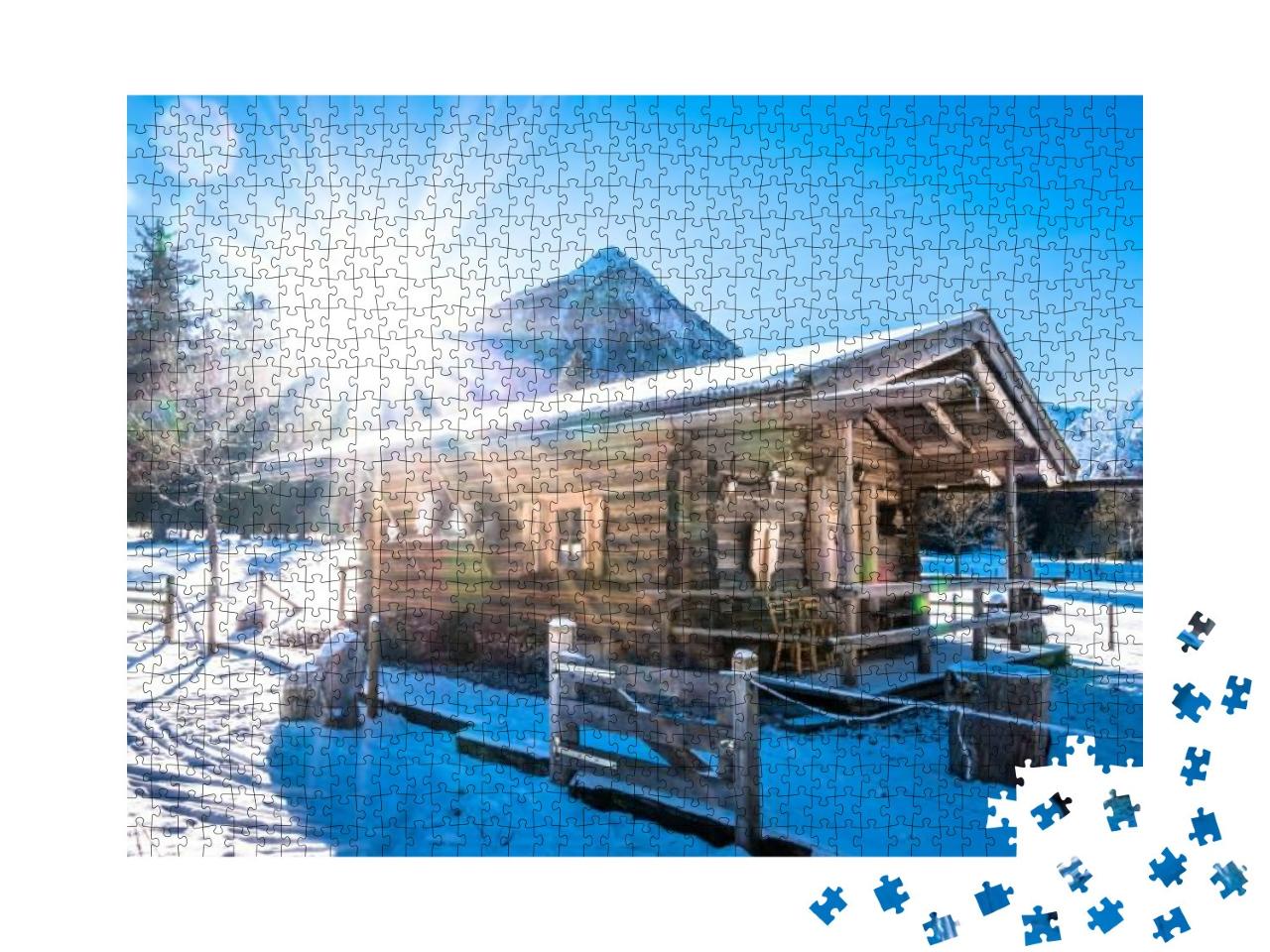 Puzzle 1000 Teile „Almhütte im Winter, Pertisau, Österreich“