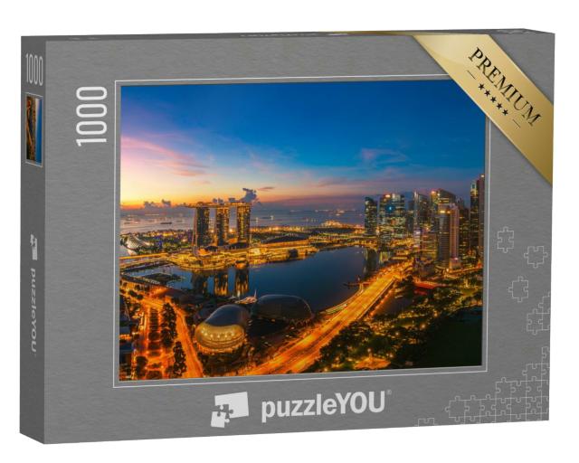 Puzzle 1000 Teile „Singapur Stadt, kurz vor Sonnenaufgang“