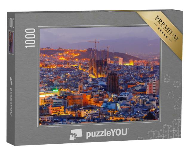 Puzzle 1000 Teile „Barcelona mit Hügel Lmontjuic bei Nacht“