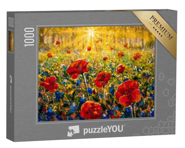 Puzzle 1000 Teile „Rote Mohnblumen auf dem Feld“