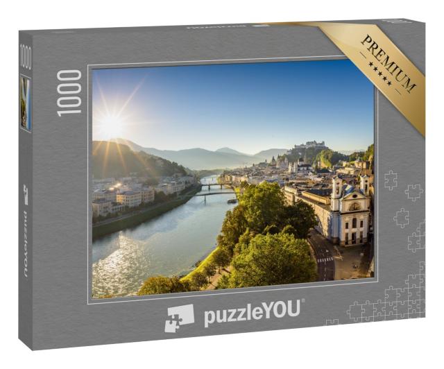 Puzzle 1000 Teile „Panoramablick über Salzburg an einem Sommermorgen, Österreich“