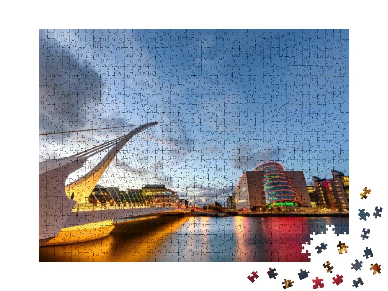 Puzzle 1000 Teile „Dublin Convention Center und Samuel-Beckett-Brücke vor dem Liffey, Dublin, Irland“