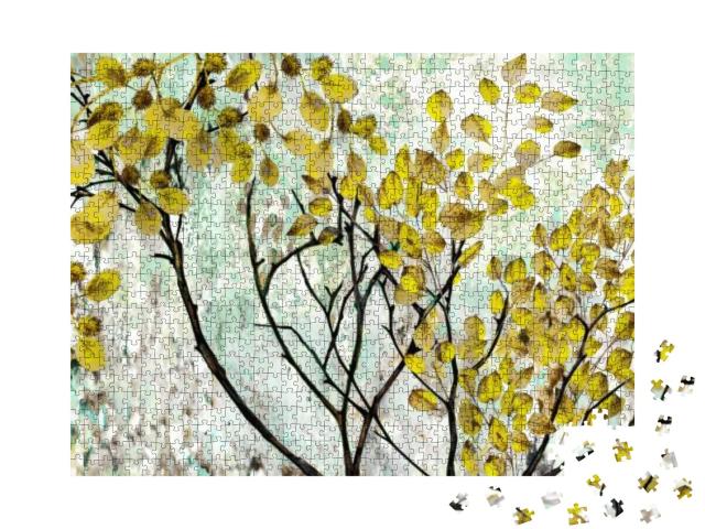 Puzzle 1000 Teile „Baum mit gelb-grünen Blättern“