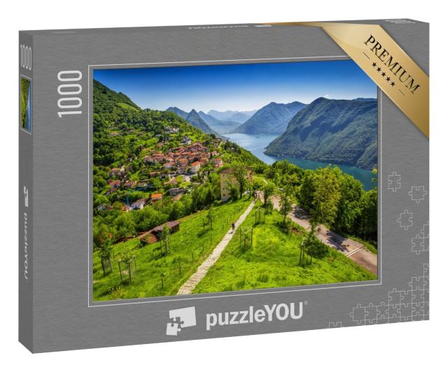 Puzzle 1000 Teile „Blick auf die Stadt Lugano und den Luganer See“