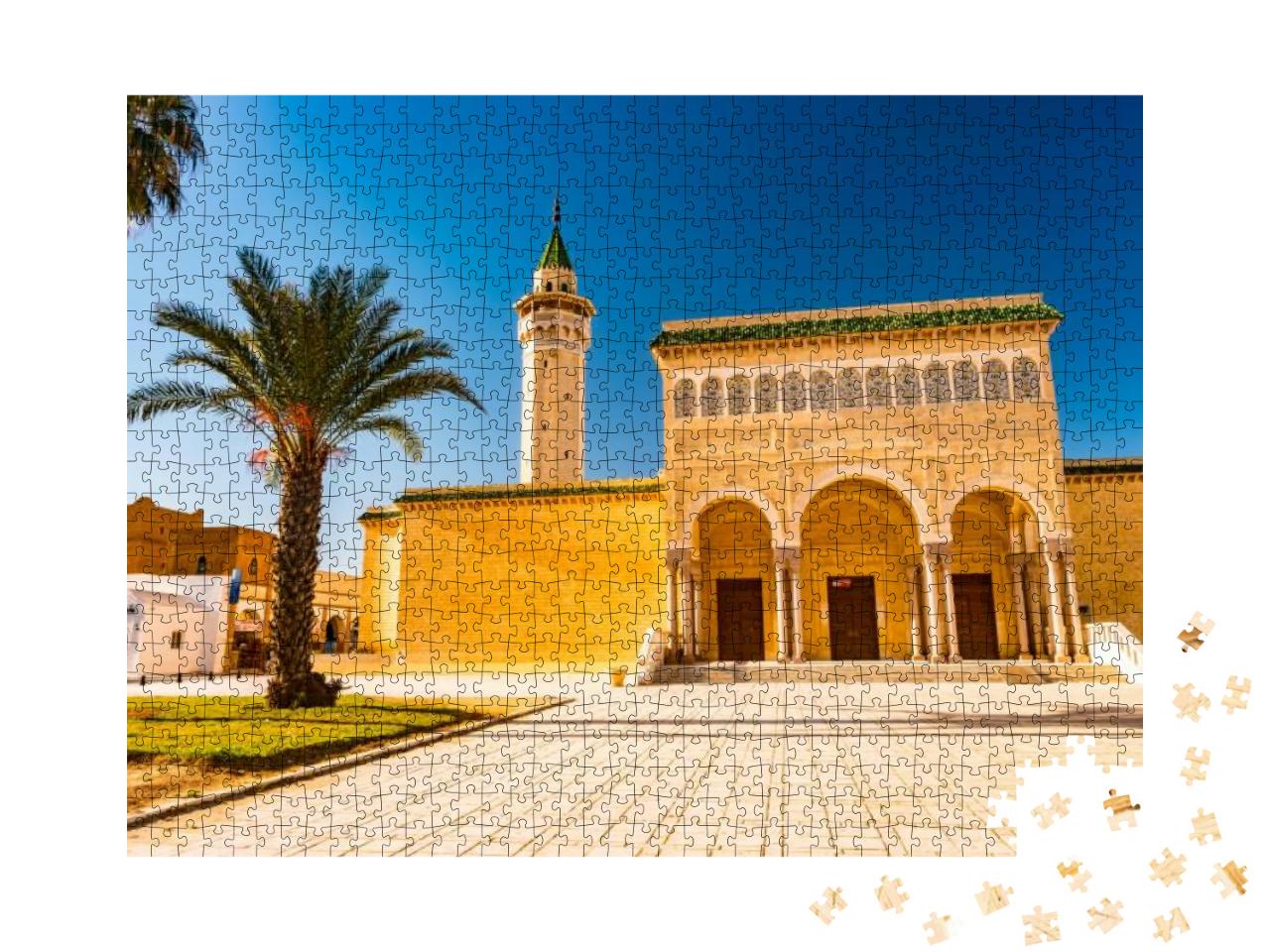 Puzzle 1000 Teile „Bourguiba Moschee von Monastir, Architektur in Tunesien“