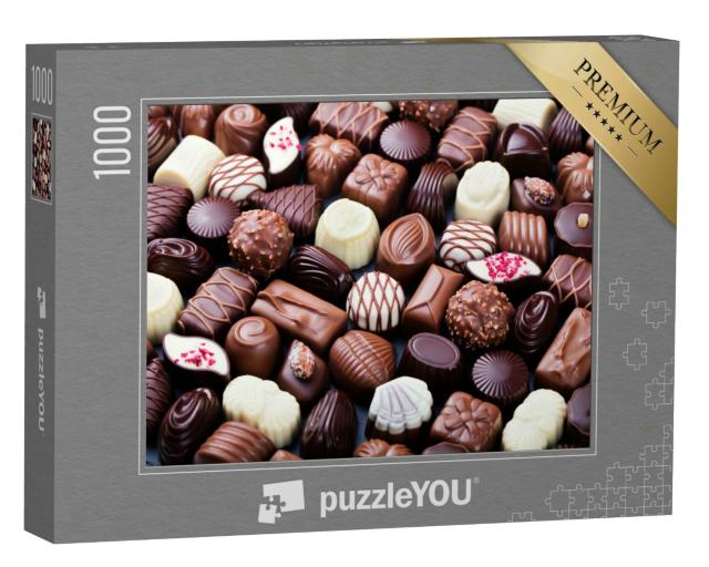 Puzzle 1000 Teile „Eine Auswahl von Schokoladenpralinen, köstlich und hausgemacht“