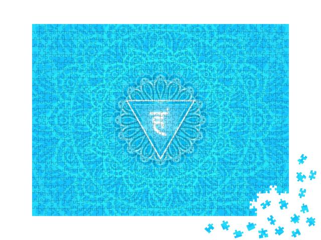 Puzzle 1000 Teile „Vishuddha, Symbol für das Kehlchakra. Buntes Mandala“