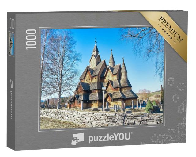 Puzzle 1000 Teile „Die alte Stabkirche von Heddal in Telemark, Norwegen“