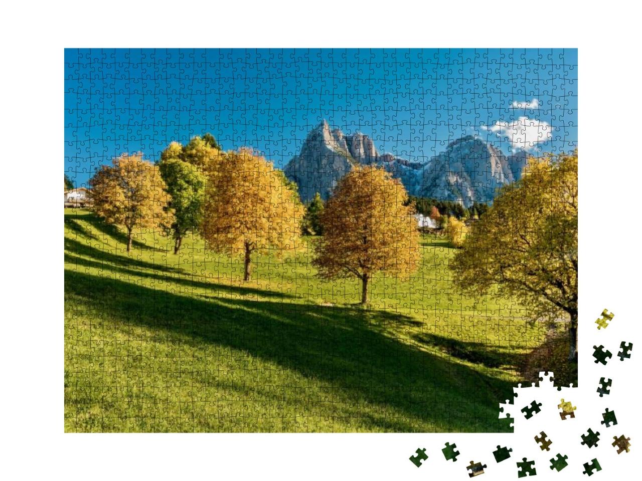 Puzzle 1000 Teile „Berglandschaft der Dolomiten im Herbst, Italien“