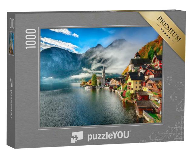 Puzzle 1000 Teile „Nebliger Sonnenaufgang im Herbst, Hallstatt, Österreich“
