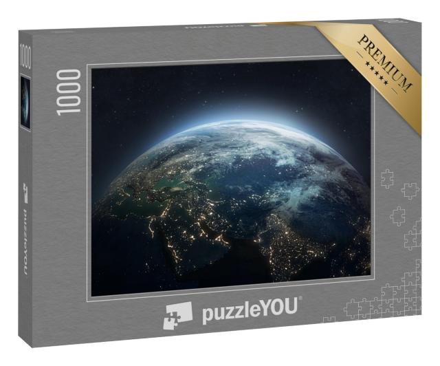 Puzzle 1000 Teile „Die Erde bei Nacht, Stadtlichter auf dem Planeten“