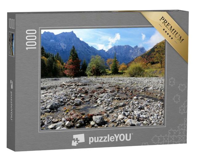 Puzzle 1000 Teile „Flußbett des Rißbachs mit Blick auf das Karwendelgebirge, Österreich“