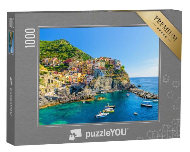 Puzzle 1000 Teile „Manarola traditionelles typisch italienisches Dorf im Nationalpark Cinque Terre“