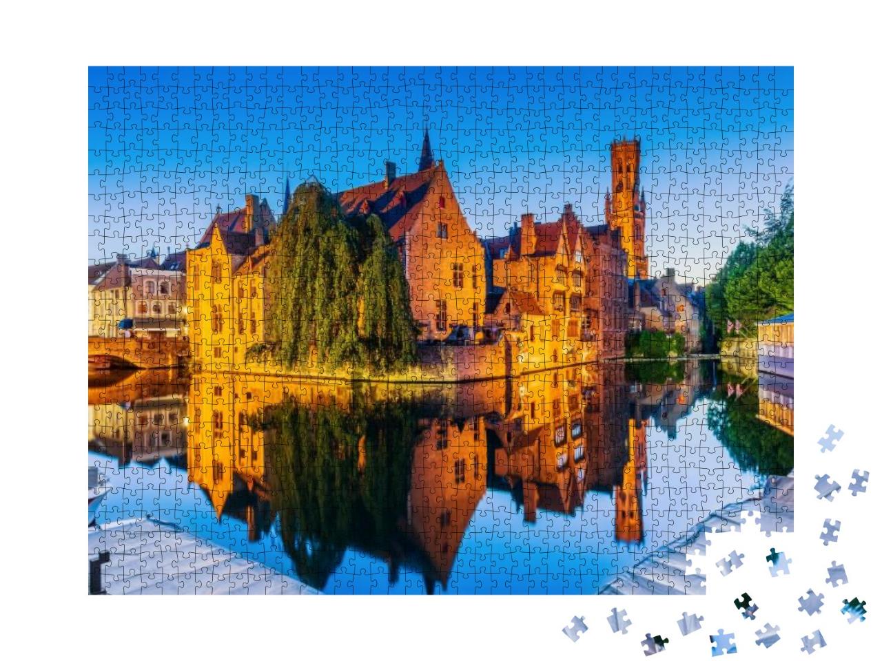Puzzle 1000 Teile „Der wunderschöne Rozenhoedkaai-Kanal in Brügge, Belgien“