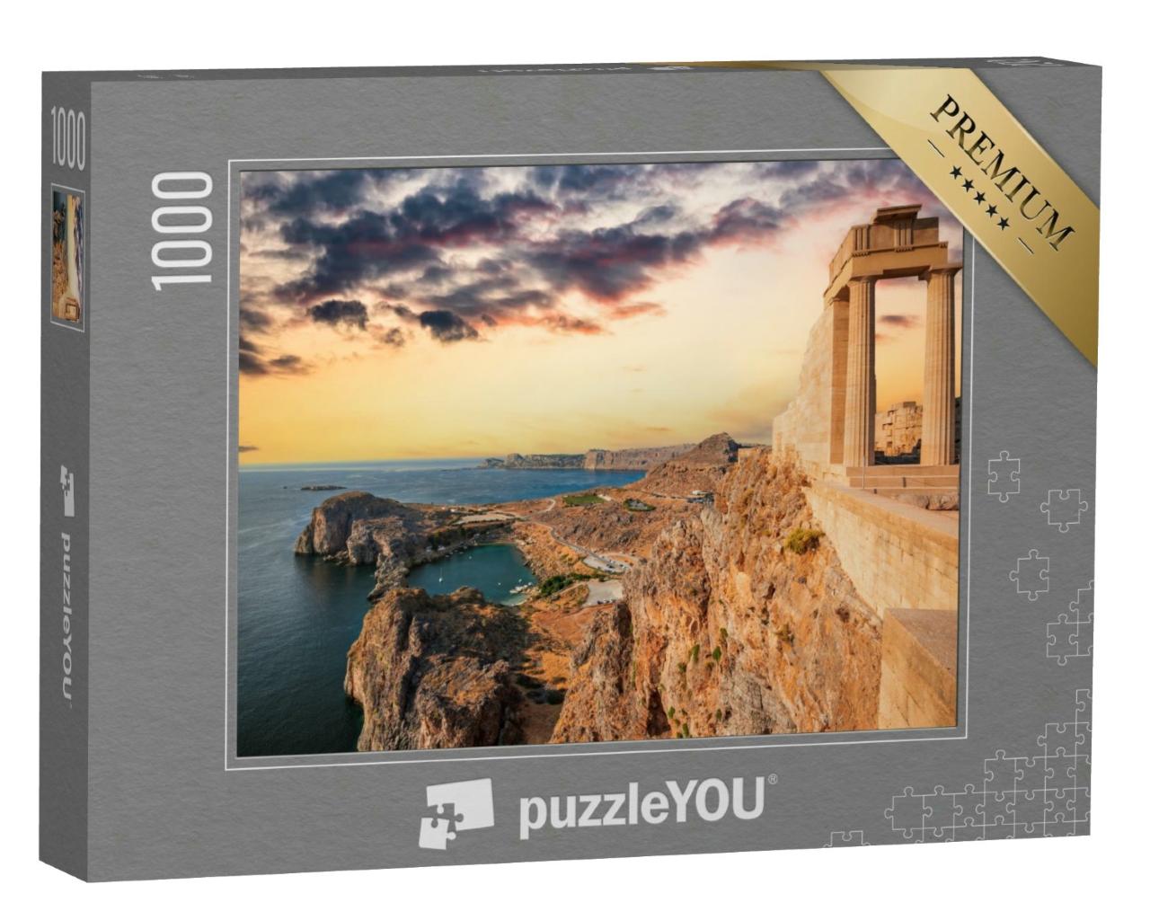 Puzzle 1000 Teile „Weißgetünchtes Dorf Lindos auf Rhodos, Griechenland“