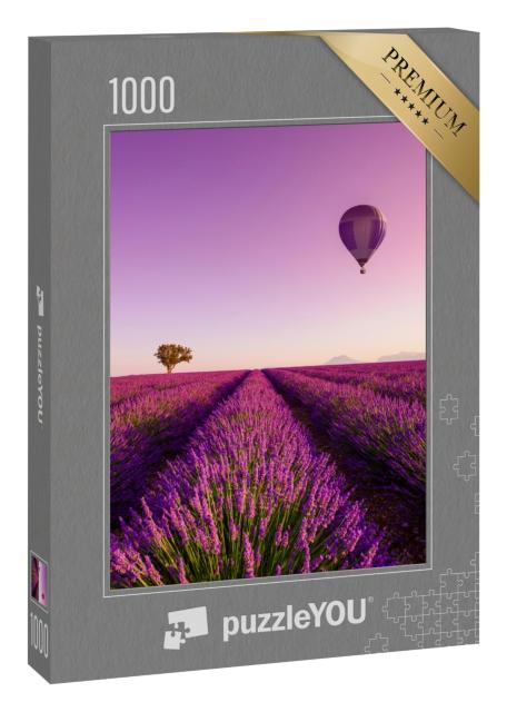 Puzzle 1000 Teile „Sonnenaufgang über einem Lavendelfeld in der Provence, Frankreich“