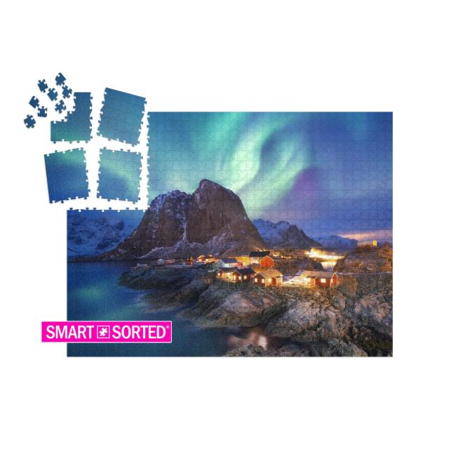 SMART SORTED® | Puzzle 1000 Teile „Aurora borealis auf den Lofoten, Norwegen“