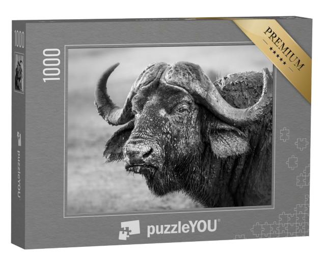 Puzzle 1000 Teile „Mit Schlamm bedeckter Büffel, Südafrika“