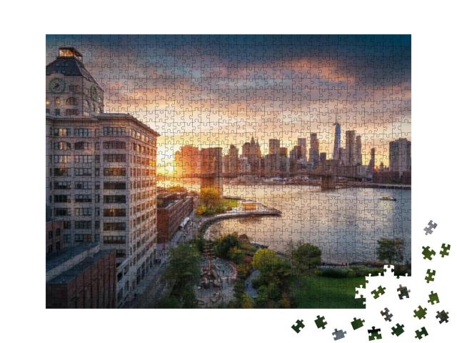 Puzzle 1000 Teile „Brooklyn Bridge in New York City mit Financial District“