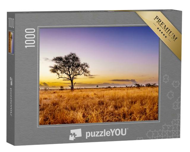 Puzzle 1000 Teile „Sonnenaufgang über der Savanne im zentralen Kruger National Park, Südafrika“
