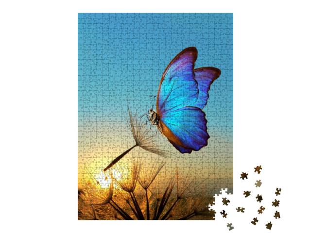 Puzzle 1000 Teile „Schmetterling und Löwenzahn“