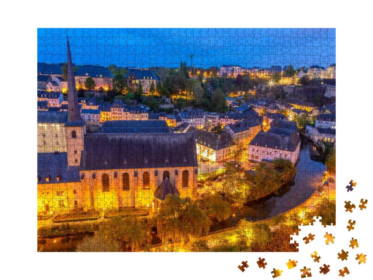 Puzzle 1000 Teile „Flussbiegung der Alzette, Luxemburg-Stadt“