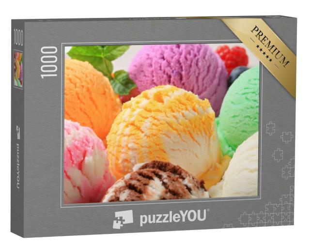 Puzzle 1000 Teile „Bunte Eiskugeln, bereit zum Genießen“