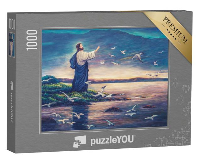 Puzzle 1000 Teile „Ölgemälde: Jesus am Meer“