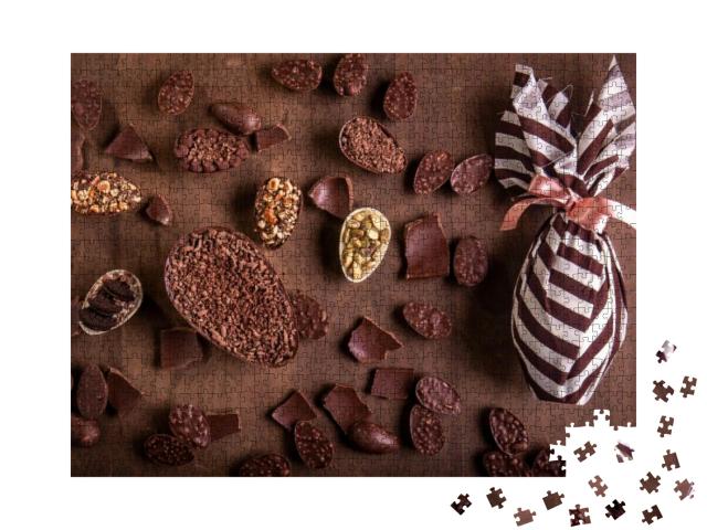 Puzzle 1000 Teile „Schokoladeneier und ein verpacktes Osterei“