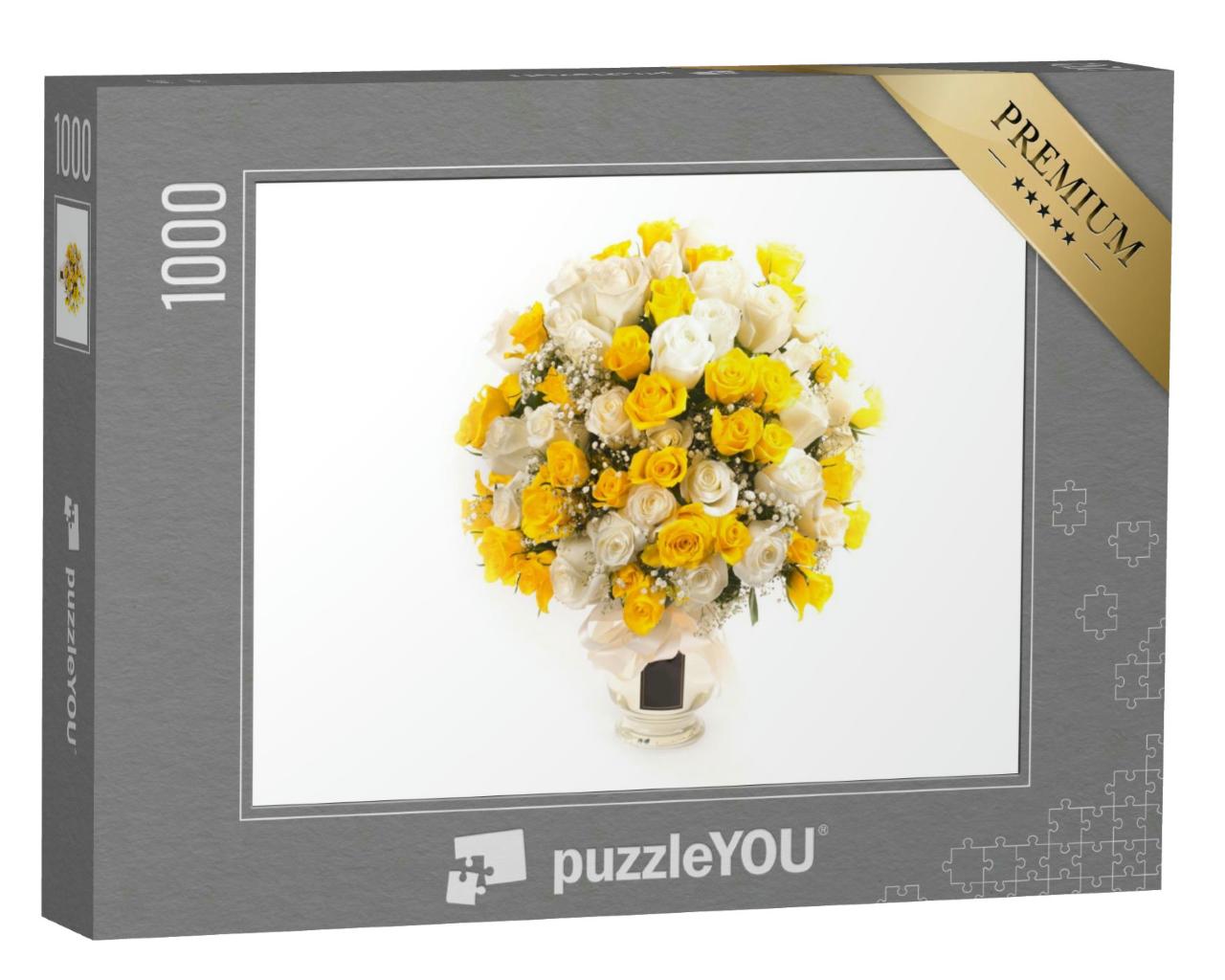 Puzzle 1000 Teile „Gelber und weißer Rosenstrauß“