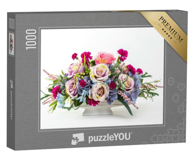 Puzzle 1000 Teile „Ein Blumenstrauß aus Rosen, Hortensien, Beeren “
