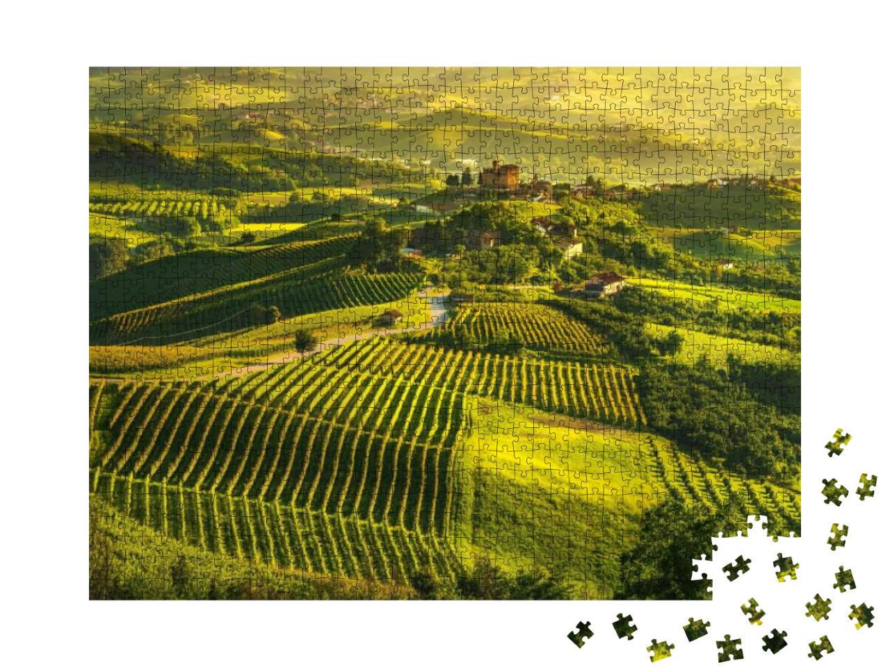 Puzzle 1000 Teile „Weinberge: Grinzane Cavour, UNESCO-Stätte im Piemont“