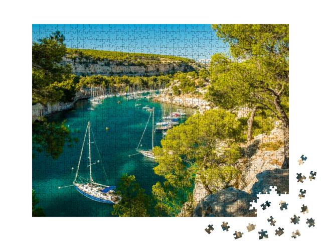 Puzzle 1000 Teile „Calanque de Port Miou - Fjord in der Nähe des Dorfes Cassis in der Provence, Frankreich“