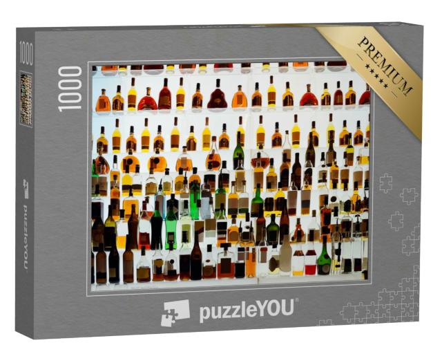Puzzle 1000 Teile „Verschiedene Alkoholflaschen in einer Bar “